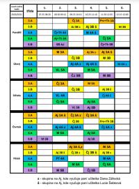 Rozvrh hodin: 1. stupeň platný od 14.1.2021